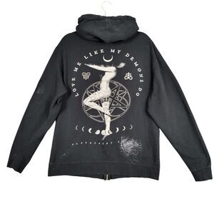 BLACK CRAFT Love Me Like My Demons Do Graphic Full Zip Hoodie SIZE IV US XL